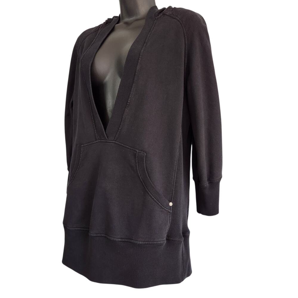 Sanctuary pullover hoodie deep V neck black size L